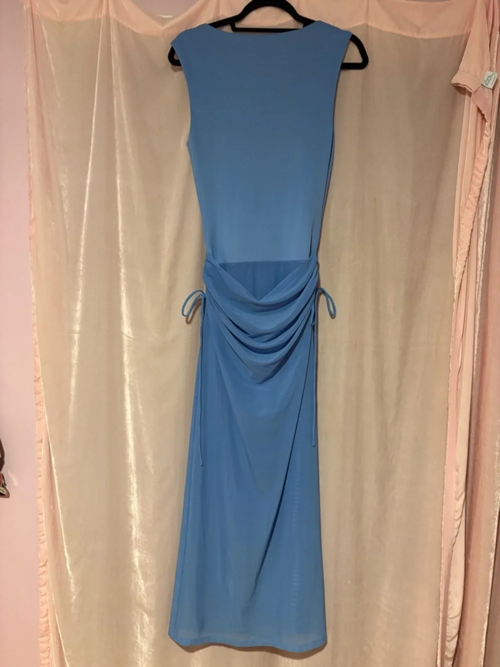 Sovere Blue Sleeveless Draped Midi Dress - Picture 9 of 12